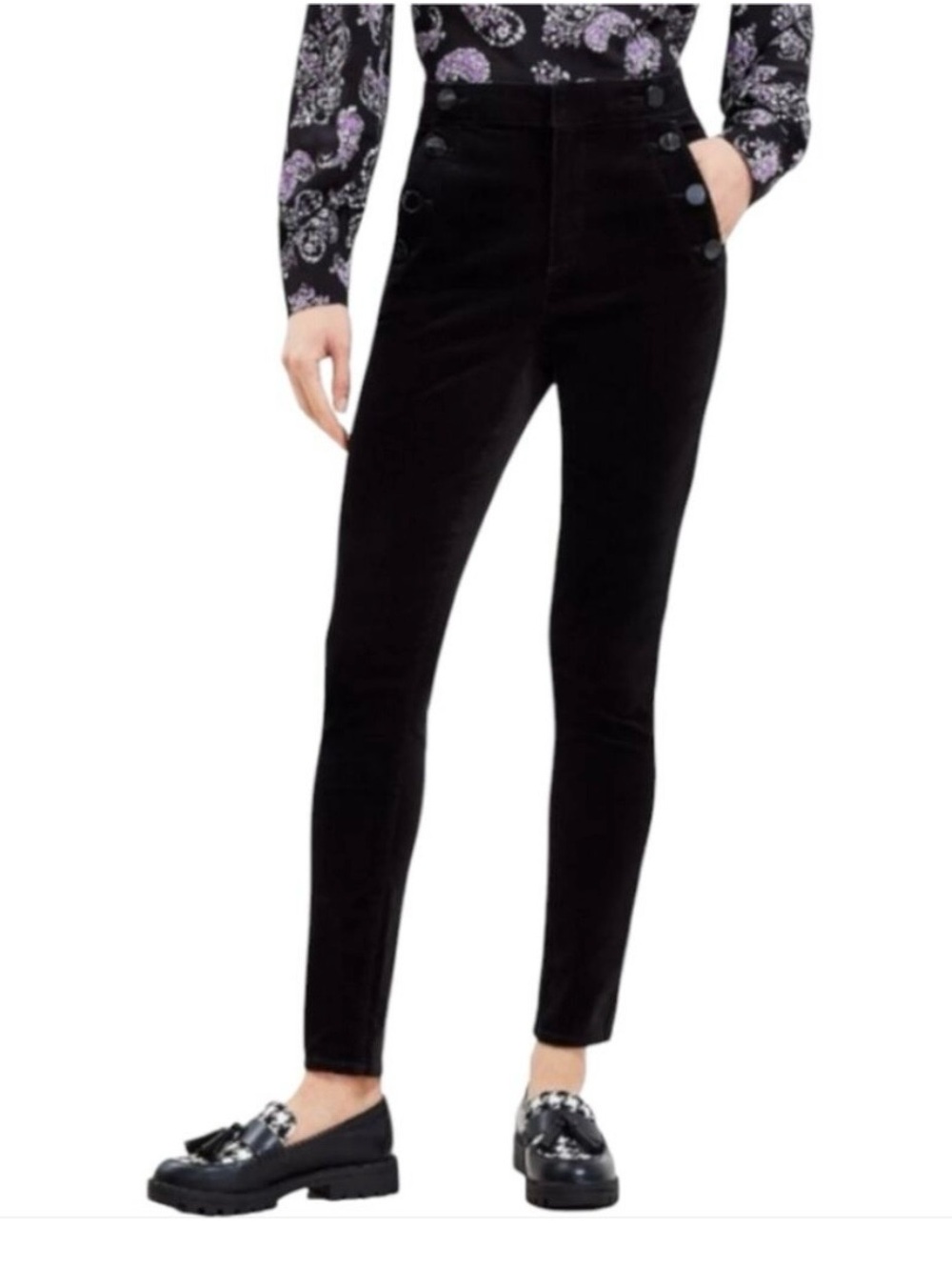 NWOT Loft Black Velvet Sailor Pant